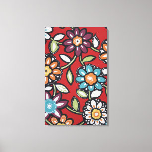 hand painted flower power canvas print
