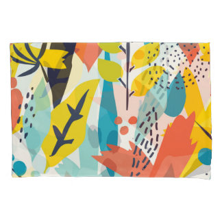 Hand-painted flowers, leaves seamless pattern. pillowcase