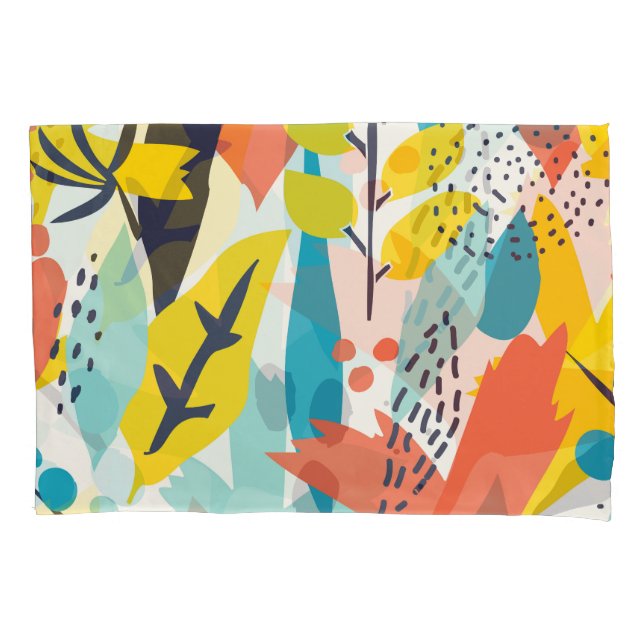 Hand-painted flowers, leaves seamless pattern. pillowcase (Front)