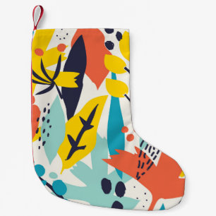 Hand-painted flowers, leaves seamless pattern. small christmas stocking