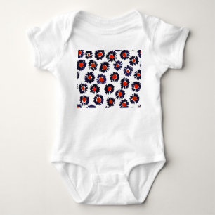 Hand-painted flowers, red and blue pattern. baby bodysuit
