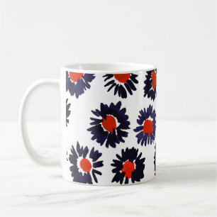 Hand-painted flowers, red and blue pattern. coffee mug