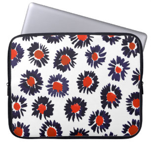 Hand-painted flowers, red and blue pattern. laptop sleeve