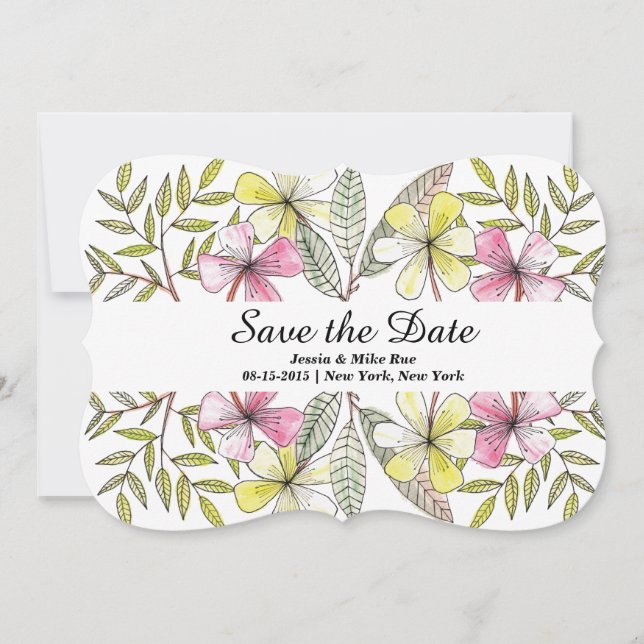 hand painted flowers save the date (Front)