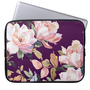 Hand-painted flowersflower,floral,watercolor,art,v laptop sleeve