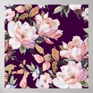 Hand-painted flowersflower,floral,watercolor,art,v poster