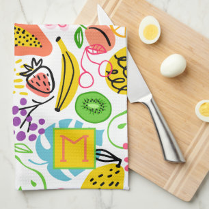 Hand Painted Fruit Pattern Tea Towel