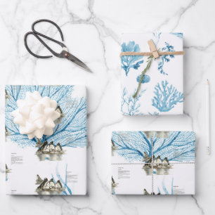 Hand-Painted Galapagos Penguins  Wrapping Paper Sheet