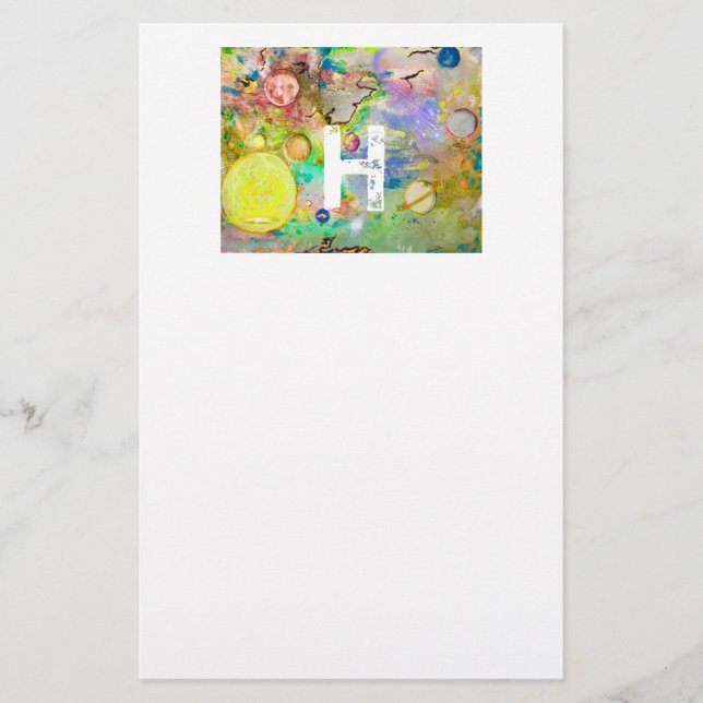 Hand Painted Galaxy Stationary Stationery (Front)