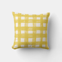 Hand-painted Gingham Throw Pillow
