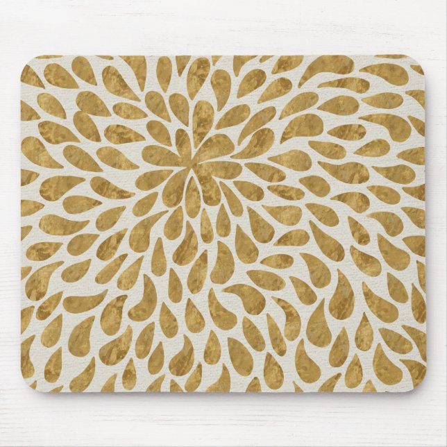 Hand Painted Gold Floral Elegant Watercolor Mouse Mat (Front)