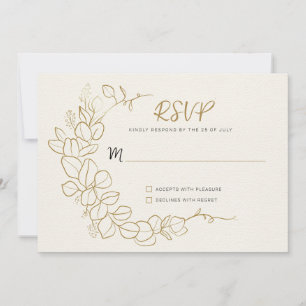Hand Painted Gold Leaves Frame RSVP Invitation