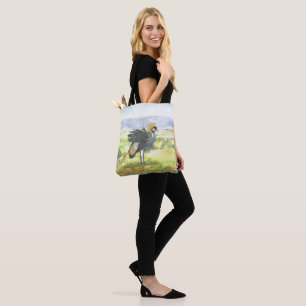 Hand-Painted Graceful Grey Crowned Crane Tote Bag