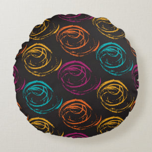 Hand painted grange texture. Ink geometric element Round Cushion