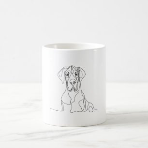 Hand Painted Great Dane Line Art Everyday Style Coffee Mug
