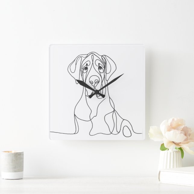 Hand Painted Great Dane Line Art  Square Wall Clock (Home)