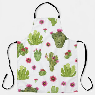 Hand Painted Green Cactus Pattern Apron