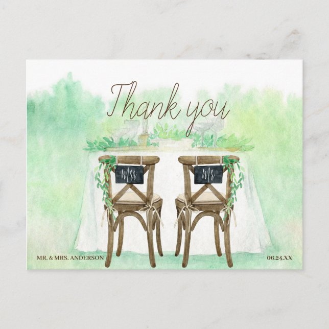 Hand-painted greenery border postcard (Front)