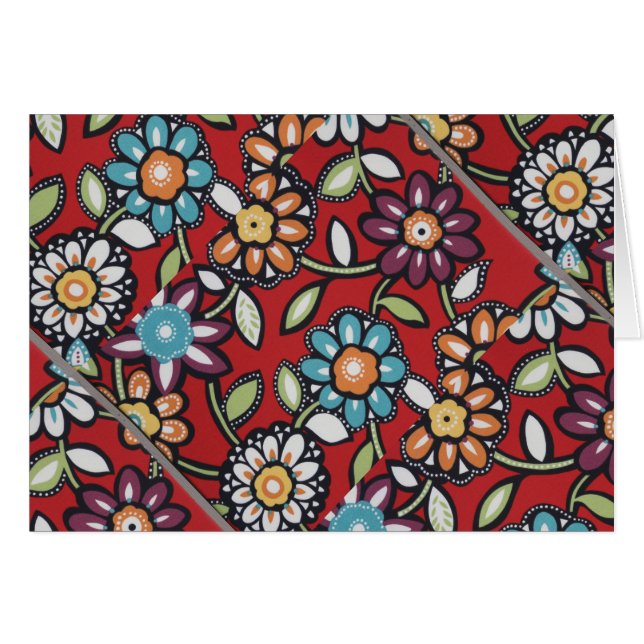 hand painted groovy  hippie flowers card (Front Horizontal)