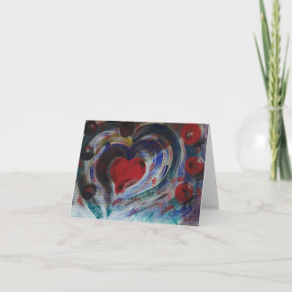 Hand Painted Heart Note Card - Rumi Love Poem