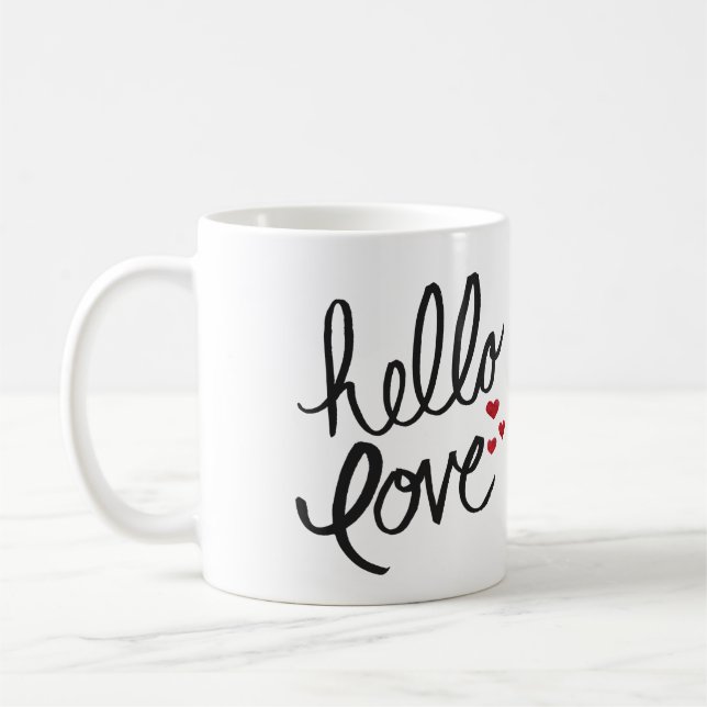 Hand-Painted "Hello Love" Coffee Mug (Left)