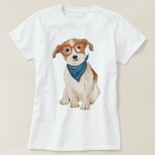 Hand-painted Hipster Jack Russell Terrier Dog T-Shirt
