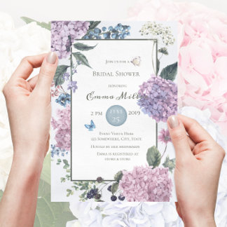 Hand-painted Hydrangea Floral Bridal Shower Invitation