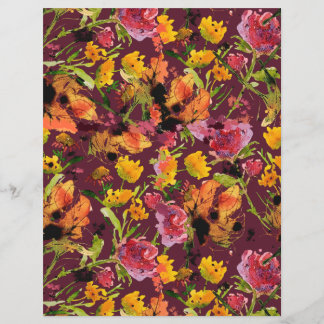 Hand-Painted Ink Florals Paper Sheet