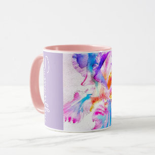Hand Painted Iris Irises Flower Floral Watercolor Mug