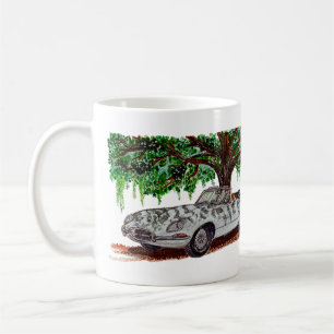 Hand Painted Jaguar E-Type Convertible Watercolor  Coffee Mug