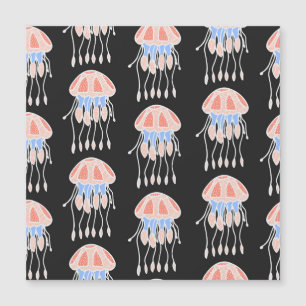 Hand-painted jellyfish, vibrant vintage pattern.