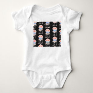 Hand-painted jellyfish, vibrant vintage pattern. baby bodysuit
