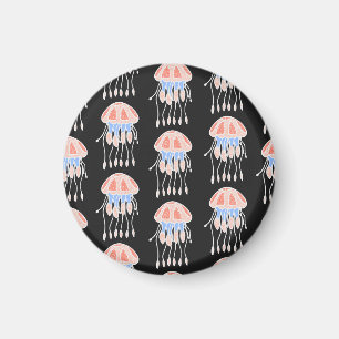 Hand-painted jellyfish, vibrant vintage pattern. magnet