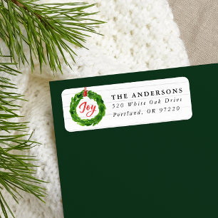 Hand-Painted Joyful Wreath Holiday Return Address