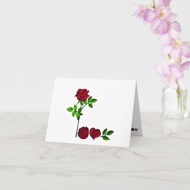 Hand-Painted L O V E Rose Greeting Card (Orchid)