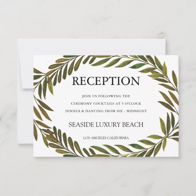 Hand painted leaves Reception Card (Front)