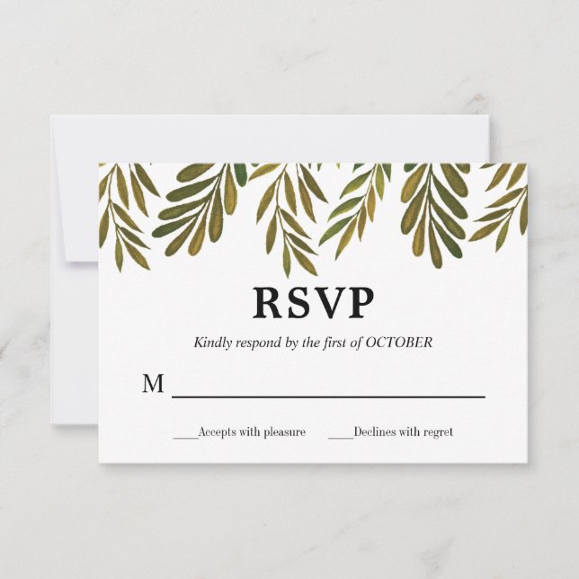 Hand painted leaves RSVP Card (Front)