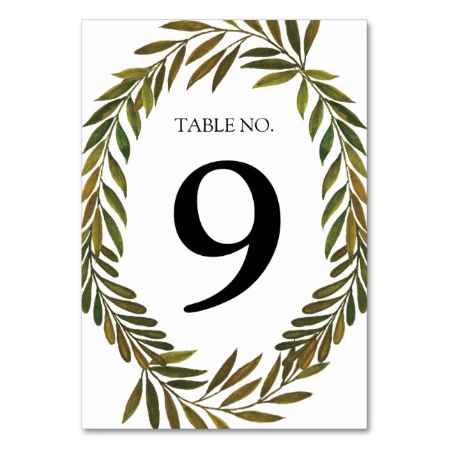 Hand painted leaves Table Number (Front)