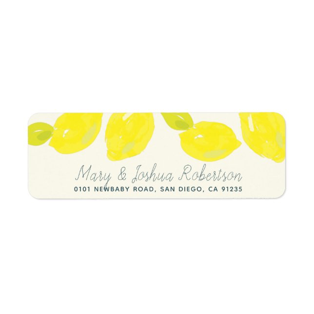 Hand Painted Lemon Citrus Address Label (Front)