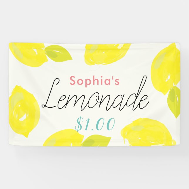Hand-Painted Lemon Citrus Lemonade Stand Kids Banner (Horizontal)