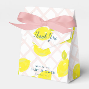 Hand Painted Lemon Pink Baby Shower Thank You Favour Box