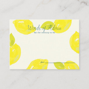 Hand-Painted Lemon Pink Check Baby Shower Advice Enclosure Card