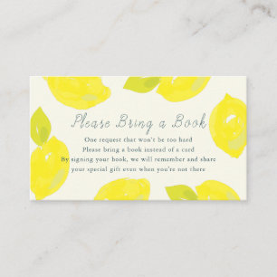 Hand-Painted Lemon Pink Please Bring a Book Enclosure Card