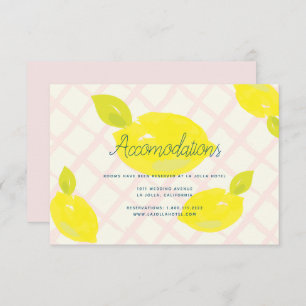 Hand Painted Lemon Wedding Accomodation Card