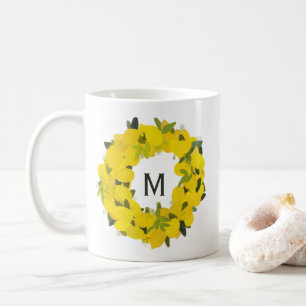 Hand Painted Lemon Wreath Monogram Mug