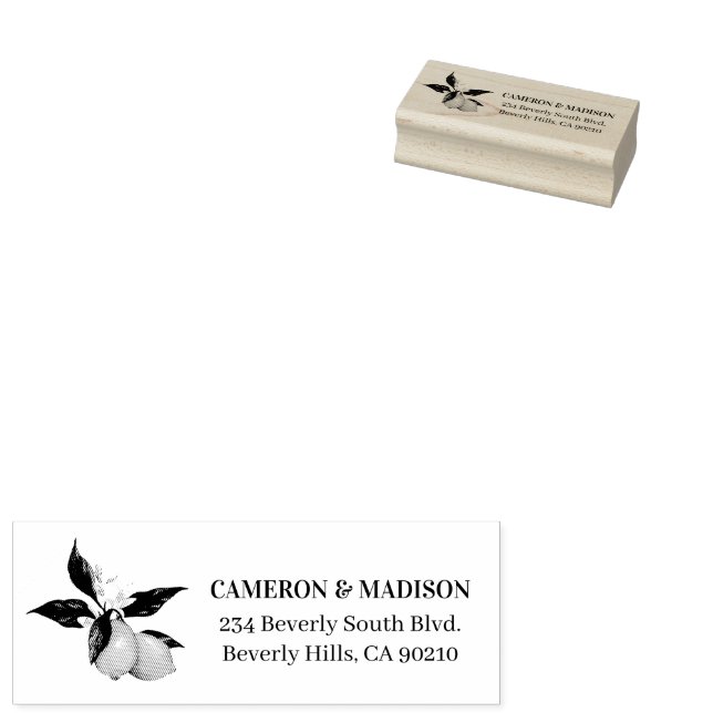 Hand-Painted Lemons With Flower Wedding Rubber Stamp (Stamped)