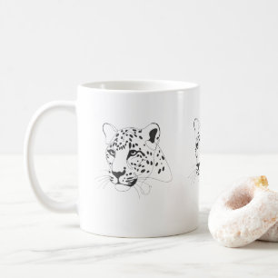 Hand Painted Leopard Minimalist Line Art Coffee Mug