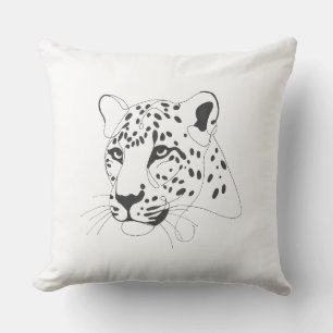 Hand Painted Leopard Minimalist Line Art Cushion