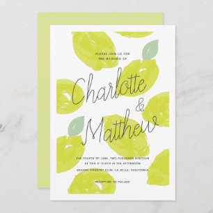 Hand Painted Lime Citrus Wedding Invitation