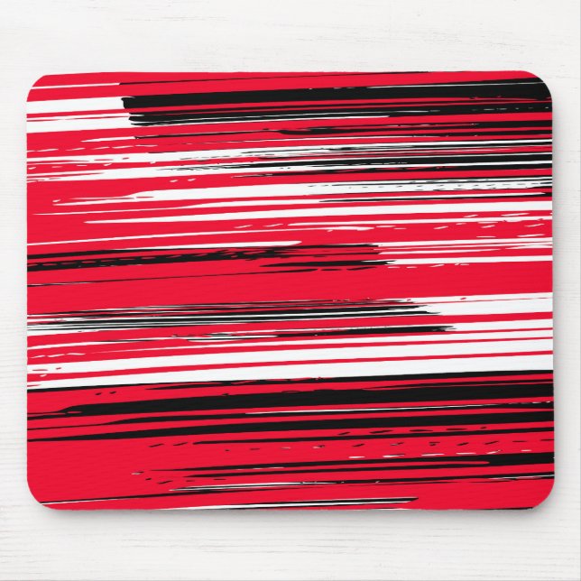 Hand painted lines - red mouse mat (Front)